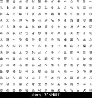 Large set of various outline icons illustrating concepts related to graphic design, business, technology, people, marketing, communication, and web de Stock Vector