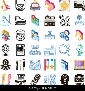 Collection of various icons depicting concepts from technology, medicine, education, business, lifestyle, and agriculture, illustrating broad categori Stock Vector