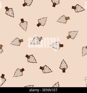 seamless pattern prehistoric arrowhead cartoon. flint stone, tool hunting, weapon indigenous prehistoric arrowhead sign vector Stock Vector