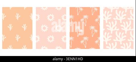 Tropical vector coastal background set boho summer Stock Vector
