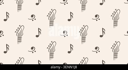 Music vector seamless pattern with guitar necks Stock Vector