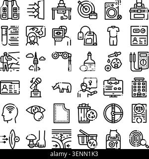 Collection of different stroke icons and symbols illustrating a wide range of concepts and subjects, perfect for diverse web and print design projects Stock Vector