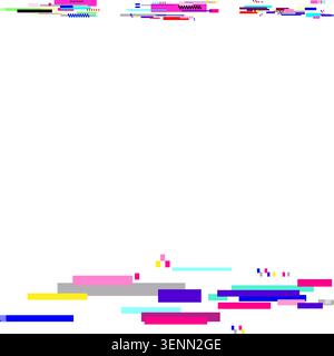 Digital data components experiencing a glitch, creating a fragmented information stream with colorful pixel elements forming an abstract pattern on a Stock Vector
