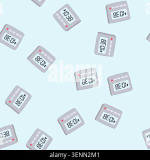 pattern loud travel alarm clock cartoon. snooze timer, display led, quartz silent loud travel alarm clock sign. seamless vector illustration Stock Vector