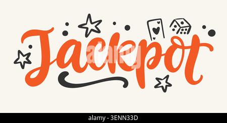 Jackpot vector lettering casino gambling poster Stock Vector