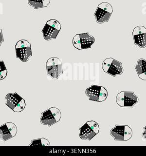 seamless pattern authentication fingerprint door lock cartoon. home system, wireless code, protection convenience authentication fingerprint door lock Stock Vector