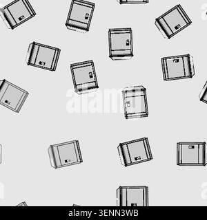 seamless pattern Modern package delivery locker offering secure and convenient outdoor storage for parcels, featuring a keyless entry keypad for autom Stock Vector