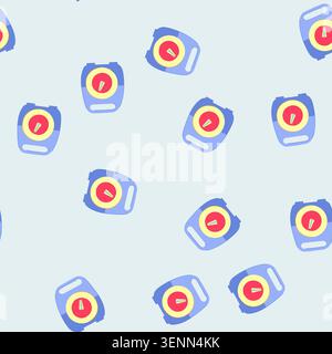 pattern food kitchen timer cartoon. speed equipment, countdown cook food kitchen timer sign. seamless vector illustration Stock Vector