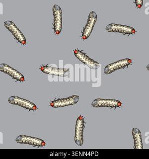 pattern grub chafer hand drawn. lawn silhouette, garden summer, pest worm grub chafer vector sketch illustration Stock Vector