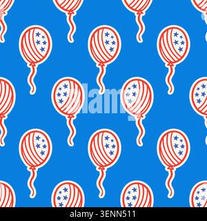 Patriotic USA seamless pattern with balloons Stock Vector