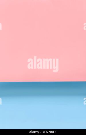 Blank pastel pink and blue paper sheet studio background Stock Photo