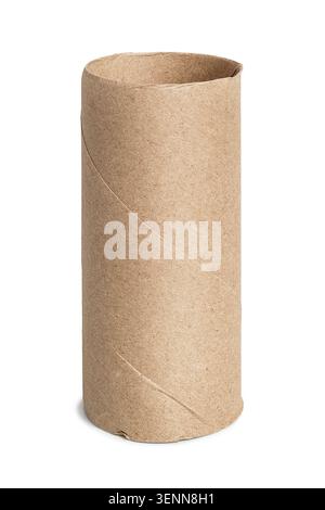 Empty toilet paper sleeve roll isolated on white background Stock Photo