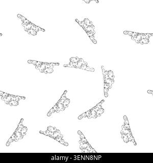seamless pattern storm cloud sketch hand drawn vector dark cloud, dramatic weather, stormy rain, black thunderstorm vintage black line illustration Stock Vector
