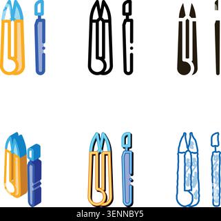 leather craft instruments icon vector. leather craft instruments sign. types color symbol Stock Vector