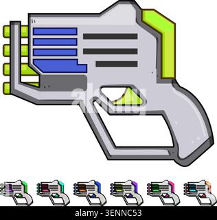 Toy dart blaster vector art for children playing, featuring a futuristic design and vibrant colors, ideal for gaming elements or entertainment graphic Stock Vector
