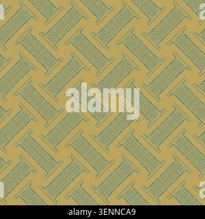 Teal Mustard Textured Diagonal Geometric Pattern Stock Vector
