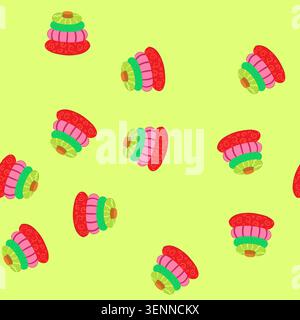 pattern baby pyramid toy cartoon. collection kid, color wooden, box block baby pyramid toy sign. seamless vector illustration Stock Vector