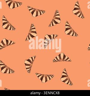 pattern butter croissant hand drawn. flaky layered, delicious brunch butter croissant vector sketch illustration Stock Vector