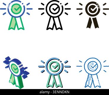 Award Medal Check Icon Vector. Outline Award Medal Check Sign. Isolated Contour series Symbol Stock Vector