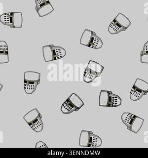 seamless pattern visor knight helmet cartoon. jousting crusader, steel battle, warrior tournament visor knight helmet sign vector Stock Vector
