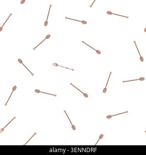 pattern worker honey dipper stick cartoon. drone comb, extraction bottling, raw organic worker honey dipper stick sign. seamless symbol vector illustr Stock Vector