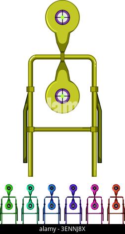 game shooting target cartoon. arrow rifle, bullseye black game shooting target sign colorful illustration Stock Vector