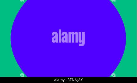 Abstract design with a prominent purple circle on a green background, emphasizing geometric shapes in a minimalist aesthetic Stock Photo
