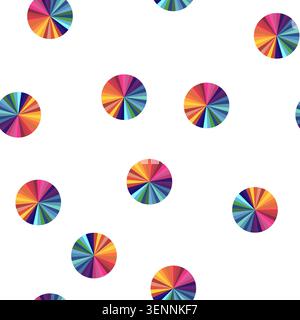 pattern Circular graphic displaying numerous wedges forming a full color spectrum, presenting an abstract pattern of diversity, unity, and dynamic pro Stock Vector