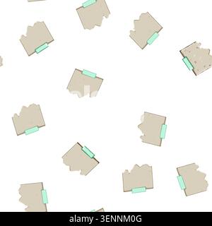 pattern reminder pinned torn paper notes cartoon. memory idea, thought scrap, communication bulletin reminder pinned torn paper notes sign vector Stock Vector