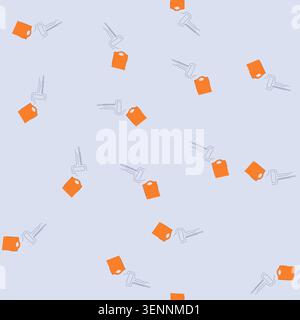 pattern key with an attached orange blank tag, representing concepts of security, access, ownership, and hospitality, ideal for themes of hotels, apar Stock Vector