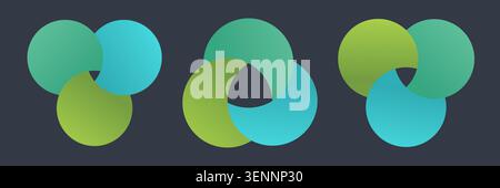 Venn circle diagram with three round segments showing overlap and balance for infographic presentation or marketing process chart in clean vector Stock Vector