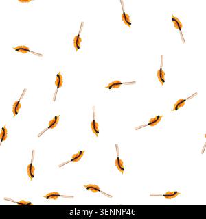 pattern flame burning match cartoon. stick stick, fire burnt, burnout employee flame burning match sign. seamless symbol vector illustration Stock Vector