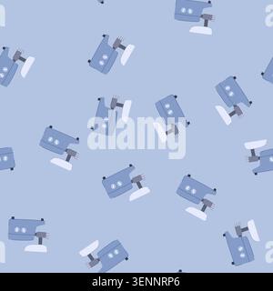 pattern cooking meat grinder cartoon. steel utensil, stainless appliance, vintage table cooking meat grinder sign. seamless vector illustration Stock Vector