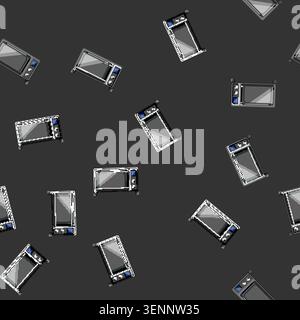seamless pattern decor oven kitchen cartoon. floor interior, modern home decor oven kitchen sign vector Stock Vector