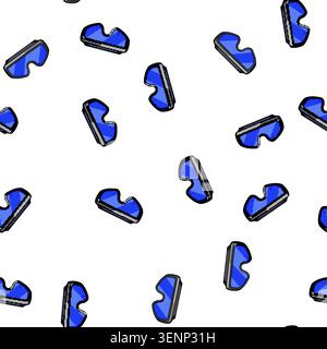 pattern Welding glasses featuring a dark blue protective lens and a black frame, representing personal protective equipment - ppe - essential for indu Stock Vector