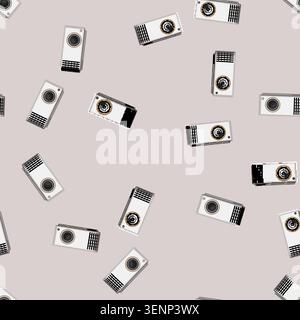 seamless pattern equipment projector video cartoon. projection conference, business digital equipment projector video sign vector Stock Vector