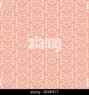 Coral Peach Vertical Leaf Vine Pattern Stock Vector