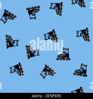 seamless pattern put inline skates cartoon. rink fast, fitness pair, leg skating put inline skates sign vector Stock Vector