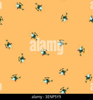 pattern remote helicopter toy cartoon. child plane, boy flying, model children remote helicopter toy sign. seamless vector illustration Stock Vector