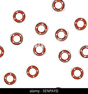 pattern pool lifebuoy cartoon. float lifeboat, preserver water, swim sos pool lifebuoy sign vector Stock Vector