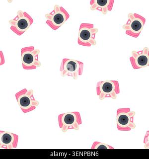pattern action camera toy cartoon. selfie vintage, polaroid instant, miniature compact action camera toy sign. seamless symbol vector illustration Stock Vector