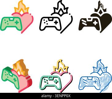 game burning concepts heart icon vector. game burning heart sign. color symbol Stock Vector