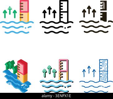 increase in water temperature icon vector. concepts increase in water temperature sign. color symbol Stock Vector