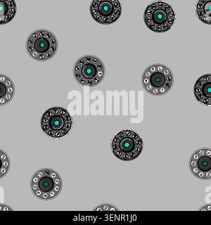 seamless pattern wireless fingerprint door lock cartoon. code protection, convenience control, device automation wireless fingerprint door lock sign v Stock Vector