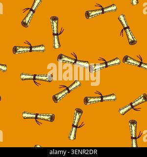 pattern scroll yellow paper hand drawn vector. old ancient page roll, papyrus banner, document blank scroll yellow paper sketch illustration Stock Vector