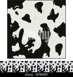 fur cow skin cartoon. spot milk, dalmatian backdrop, brown appaloosa fur cow skin sign colorful illustration Stock Vector