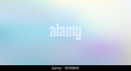 Hologram cold diamond bg, minimalist gradient. Pearl iridescent rainbow in blue sky gradation banner. Holographic liquid silk and pastel texture Stock Vector