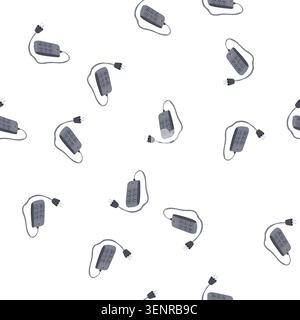 pattern usb power strip smart cartoon. outlet energy, control app, voice command usb power strip smart sign. seamless symbol vector illustration Stock Vector