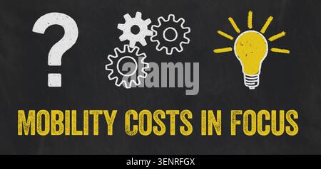Question Mark, Gears, Light Bulb Concept - Mobility Costs in Focus Stock Photo