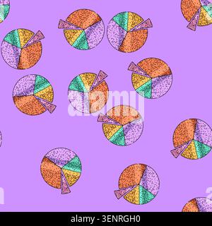 pattern analysis pie chart hand drawn. distribution categories, percentages slices, graph representation analysis pie chart vector sketch illustration Stock Vector